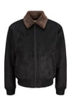 Premium Jprbluluke Regular Fit Fermuarlı Erkek Ceket 12282444 SİYAH NUBUK