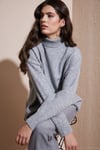 Premium Oversize Fit Balıkçı Yaka Yumuşak Dokulu Triko Kadın Kazak 680KZ00469 AÇIK GRİ
