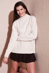 Premium Oversize Fit Balıkçı Yaka Yumuşak Dokulu Triko Kadın Kazak 680KZ00469 TAŞ