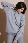 Premium Oversize Fit Balıkçı Yaka Yumuşak Dokulu Triko Kadın Kazak 680KZ00469 AÇIK GRİ