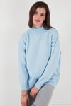 Premium Oversize Fit Balıkçı Yaka Yumuşak Dokulu Triko Kadın Kazak 680KZ00469 BEBE MAVİ
