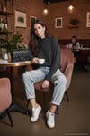 Premium Oversize Fit Balıkçı Yaka Yumuşak Dokulu Triko Kadın Kazak 680KZ00469 ANTRASİT