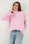 Premium Oversize Fit Balıkçı Yaka Yumuşak Dokulu Triko Kadın Kazak 680KZ00469 Şeker Pembe
