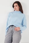 Premium Oversize Fit Balıkçı Yaka Yumuşak Dokulu Triko Kadın Kazak 680KZ00469 BEBE MAVİ