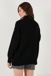 Premium Oversize Fit Balıkçı Yaka Yumuşak Dokulu Triko Kadın Kazak 680KZ00469 SİYAH