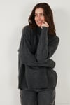 Premium Oversize Fit Balıkçı Yaka Yumuşak Dokulu Triko Kadın Kazak 680KZ00469 ANTRASİT