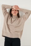 Premium Oversize Fit Balıkçı Yaka Yumuşak Dokulu Triko Kadın Kazak 680KZ00469 VİZON