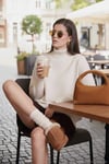 Premium Oversize Fit Balıkçı Yaka Yumuşak Dokulu Triko Kadın Kazak 680KZ00469 TAŞ