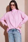 Premium Oversize Fit Balıkçı Yaka Yumuşak Dokulu Triko Kadın Kazak 680KZ00469 Şeker Pembe