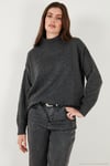 Premium Oversize Fit Balıkçı Yaka Yumuşak Dokulu Triko Kadın Kazak 680KZ00469 ANTRASİT