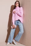 Premium Oversize Fit Balıkçı Yaka Yumuşak Dokulu Triko Kadın Kazak 680KZ00469 Şeker Pembe