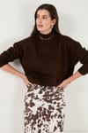 Premium Oversize Fit Balıkçı Yaka Yumuşak Dokulu Triko Kadın Kazak 680KZ00469 KAHVE