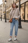 Premium Oversize Fit Balıkçı Yaka Yumuşak Dokulu Triko Kadın Kazak 680KZ00469 VİZON