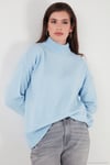 Premium Oversize Fit Balıkçı Yaka Yumuşak Dokulu Triko Kadın Kazak 680KZ00469 BEBE MAVİ