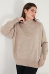 Premium Oversize Fit Balıkçı Yaka Yumuşak Dokulu Triko Kadın Kazak 680KZ00469 VİZON