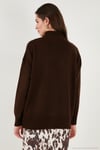 Premium Oversize Fit Balıkçı Yaka Yumuşak Dokulu Triko Kadın Kazak 680KZ00469 KAHVE