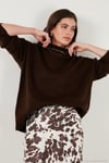 Premium Oversize Fit Balıkçı Yaka Yumuşak Dokulu Triko Kadın Kazak 680KZ00469 KAHVE