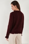 Premium Pile Detaylı Regular Fit Yuvarlak Yaka Triko Kadın Hırka 680HI00038 BORDO