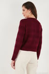 Premium Regular Fit Bisiklet Yaka Düğmeli Dokulu Triko Kadın Hırka 680HI00337 BORDO