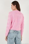 Premium Regular Fit Bisiklet Yaka Düğmeli Dokulu Triko Kadın Hırka 680HI00337 Şeker Pembe