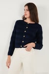 Premium Regular Fit Bisiklet Yaka Düğmeli Dokulu Triko Kadın Hırka 680HI00337 LACİVERT