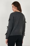 Premium Regular Fit Bisiklet Yaka Fiyonk Detaylı Triko Kadın Kazak 680KZ00155 ANTRASİT