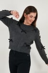 Premium Regular Fit Bisiklet Yaka Fiyonk Detaylı Triko Kadın Kazak 680KZ00155 ANTRASİT