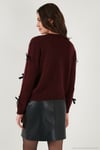 Premium Regular Fit Bisiklet Yaka Fiyonk Detaylı Triko Kadın Kazak 680KZ00155 BORDO