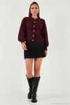 Premium Regular Fit Bisiklet Yaka Yumuşak Dokulu Kadın Hırka 680HI00147 BORDO