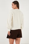 Premium Regular Fit Bisiklet Yaka Yumuşak Dokulu Kadın Hırka 680HI00147 EKRU
