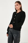 Premium Regular Fit Bisiklet Yaka Yumuşak Dokulu Kadın Hırka 680HI00147 SİYAH