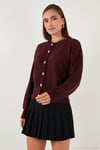 Premium Regular Fit Bisiklet Yaka Yumuşak Dokulu Kadın Hırka 680HI00147 BORDO