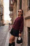 Premium Regular Fit Bisiklet Yaka Yumuşak Dokulu Kadın Hırka 680HI00147 BORDO
