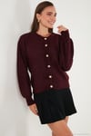 Premium Regular Fit Bisiklet Yaka Yumuşak Dokulu Kadın Hırka 680HI00147 BORDO