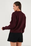 Premium Regular Fit Bisiklet Yaka Yumuşak Dokulu Kadın Hırka 680HI00147 BORDO