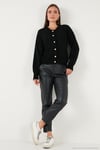 Premium Regular Fit Bisiklet Yaka Yumuşak Dokulu Kadın Hırka 680HI00147 SİYAH