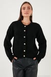 Premium Regular Fit Bisiklet Yaka Yumuşak Dokulu Kadın Hırka 680HI00147 SİYAH