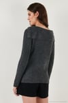 Premium Regular Fit Kayık Yaka Düğme Detaylı Kadın Kazak 680KZ002563 ANTRASİT