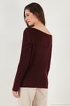 Premium Regular Fit Kayık Yaka Düğme Detaylı Kadın Kazak 680KZ002563 BORDO
