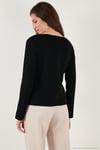 Premium Regular Fit V Yaka Düğmeli Triko Kadın Hırka 680HI00121 SİYAH