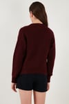 Premium Regular Fit V Yaka Fiyonk Bağlama Detaylı Örgü Desenli Triko Kadın Hırka 680KZ1947 BORDO