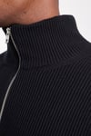 Premium Regular Fit Yarım Femruarlı Dik Yaka Erkek Kazak 12301708 SİYAH