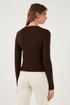 Premium Slim Fit Dantel Detaylı Yaka Örme Kadın Hırka 680HI00061 KAHVE