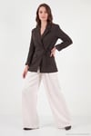 Puantiye Astarlı Belden Bağlamalı Blazer Kadın Ceket 6524049 KAHVE