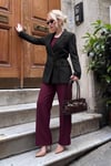 Puantiye Astarlı Belden Bağlamalı Blazer Kadın Ceket 6524049 SİYAH