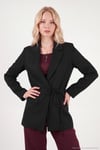 Puantiye Astarlı Belden Bağlamalı Blazer Kadın Ceket 6524049 SİYAH