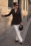 Puantiye Astarlı Belden Bağlamalı Blazer Kadın Ceket 6524049 KAHVE