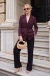 Puantiye Astarlı Belden Bağlamalı Blazer Kadın Ceket 6524049 MÜRDÜM