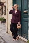 Puantiye Astarlı Belden Bağlamalı Blazer Kadın Ceket 6524049 MÜRDÜM