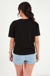 Rahat Kalıp Bisiklet Yaka Taş Detaylı Kadın T Shirt 5866943 SİYAH